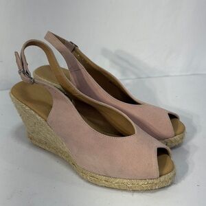 🌹 nwob Paseart  Pink Suede Wedge espadrilles Sandals